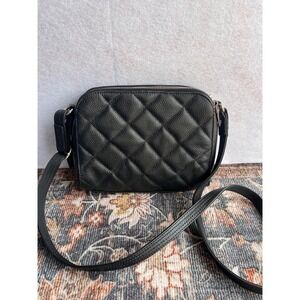Roma Black Pebbled Leather Quilted Diamond Conceal Carry Crossbody Bag